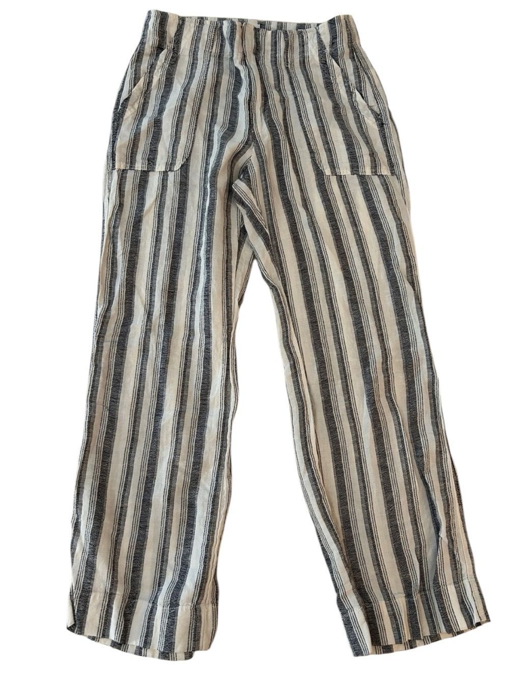 GAP black and White Striped Linen-Blend wide leg pants size 10